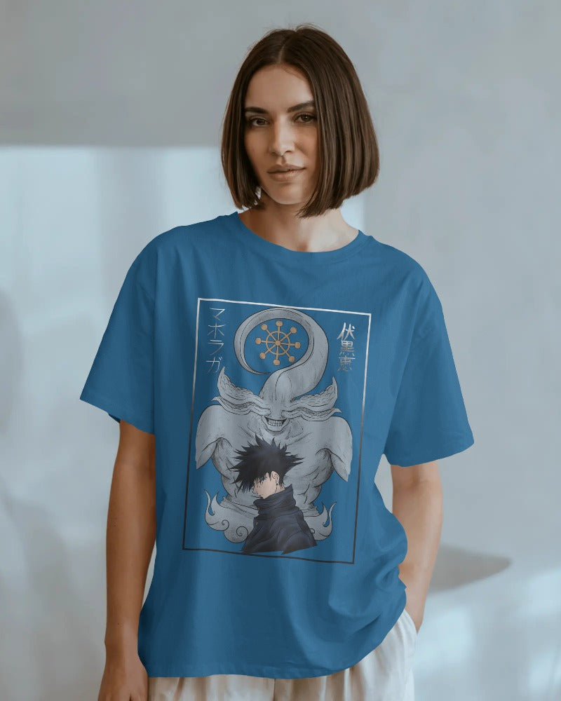 OTAKU — Megumi Shadow Spirit Oversized Tee (Teal Blue)