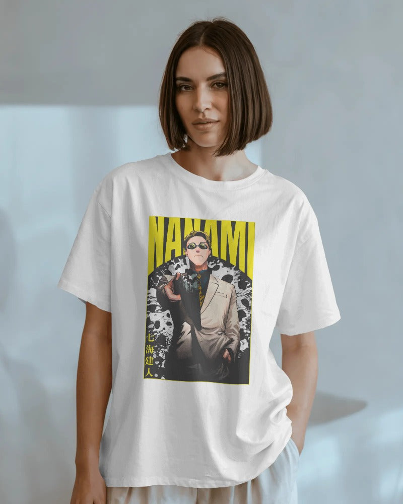 White – NANAMI Power Move Anime Oversized Tee