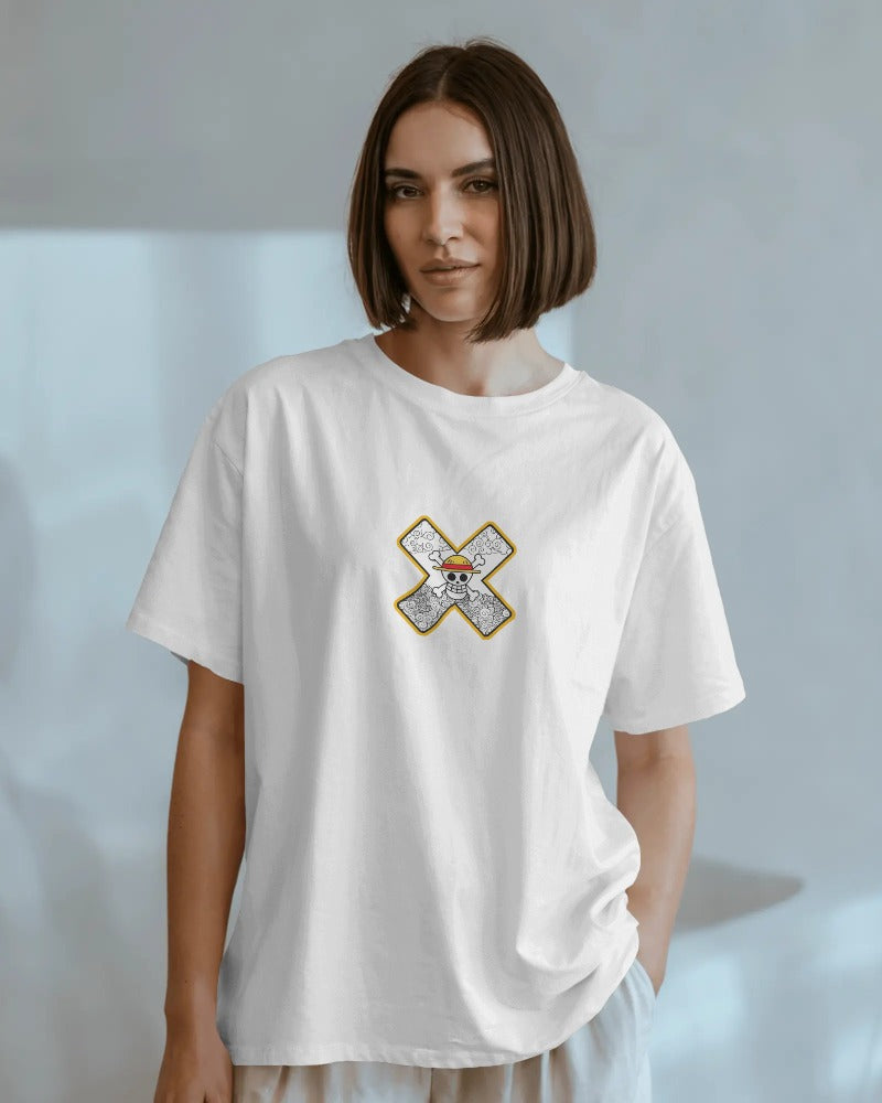 WHITE - Gear Undefeated Oversized Anime Tee