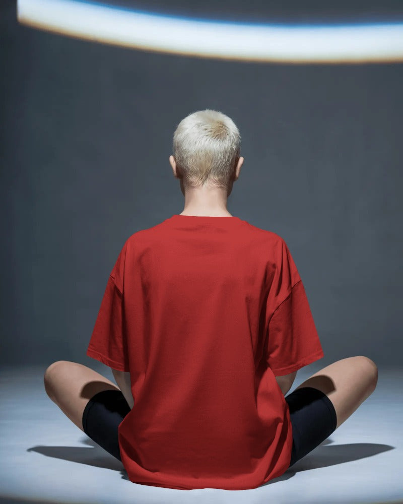 Knitlly Originals — Premium Oversized Solid Tee - RED