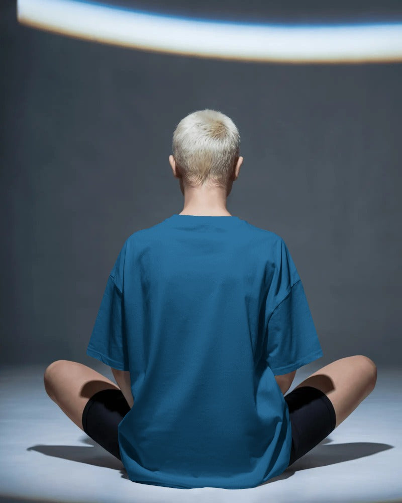 Knitlly Originals — Premium Oversized Solid Tee - Teal Blue
