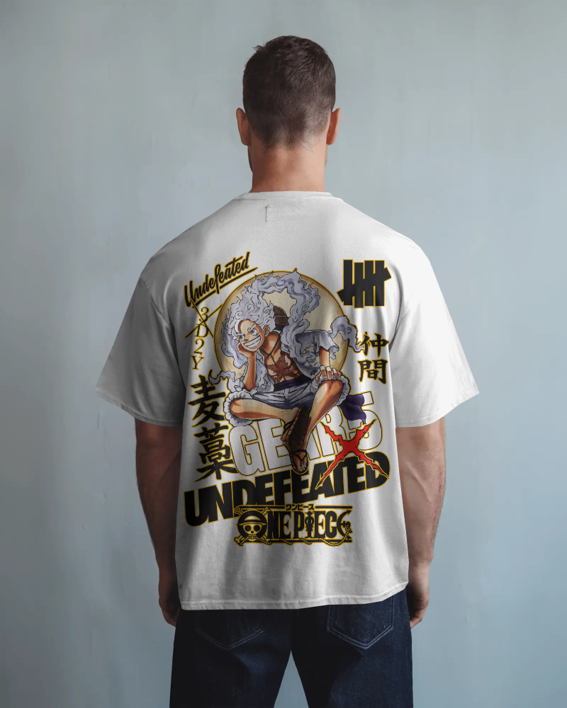 WHITE - Gear Undefeated Oversized Anime Tee