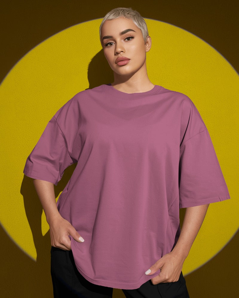 Knitlly Originals — Premium Oversized Solid Tee - Dusty Pink