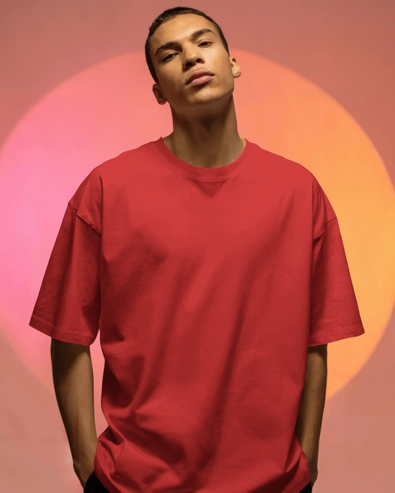 Knitlly Originals — Premium Oversized Solid Tee - RED