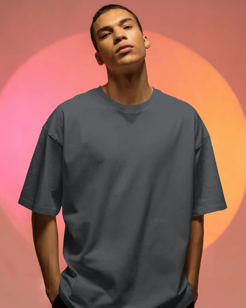 Knitlly Originals — Premium Oversized Solid Tee - Charcoal