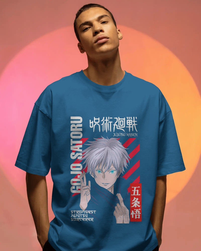 OTAKU — Gojo Infinity Oversized Tee (Teal Blue)