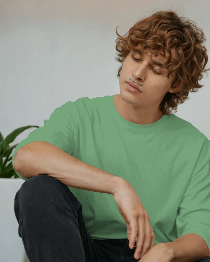Knitlly Originals — Premium Oversized Solid Tee - Sage Green