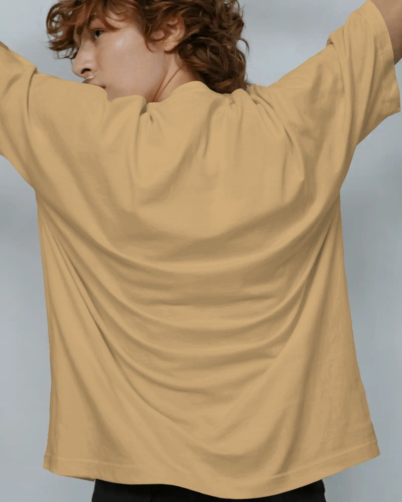 Knitlly Originals — Premium Oversized Solid Tee - Beige