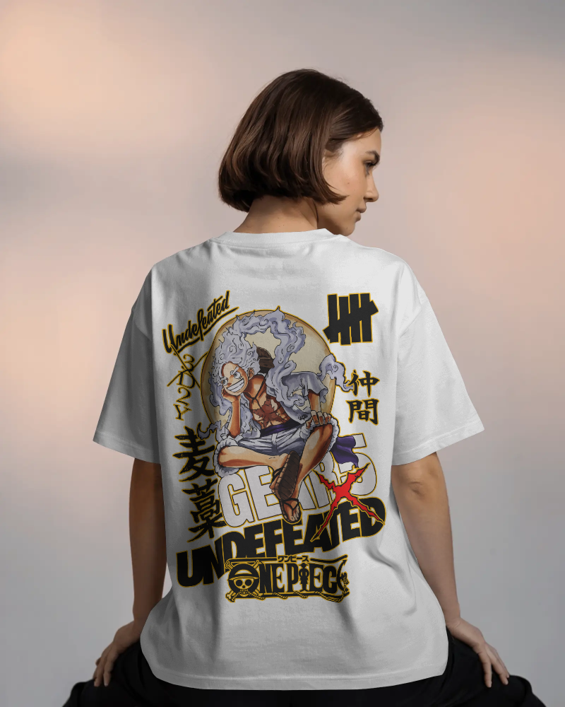 WHITE - Gear Undefeated Oversized Anime Tee