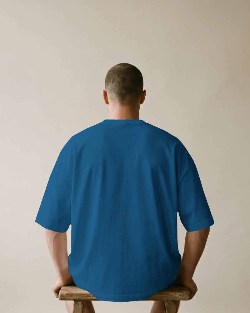 Knitlly Originals — Premium Oversized Solid Tee - Teal Blue