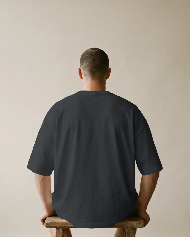 Knitlly Originals — Premium Oversized Solid Tee - Charcoal