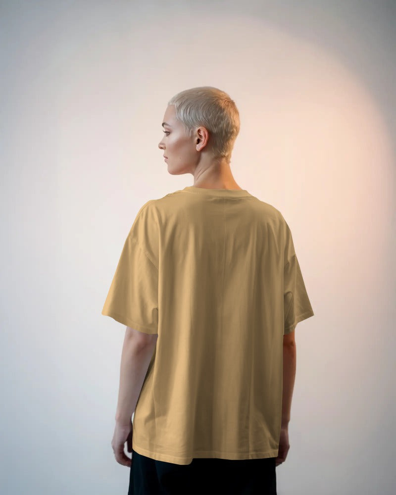 Knitlly Originals — Premium Oversized Solid Tee - Beige